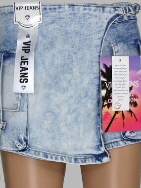 NWT VIP Jeans Women's Asymmetrical Wrap Front Cargo Skort Size L (C1920)